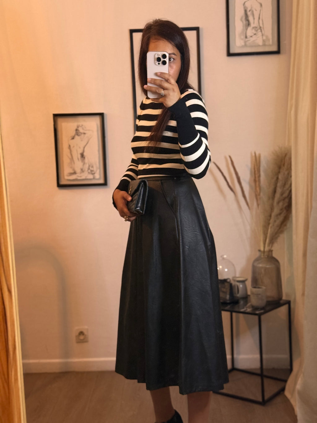 Jupe longue en similicuir