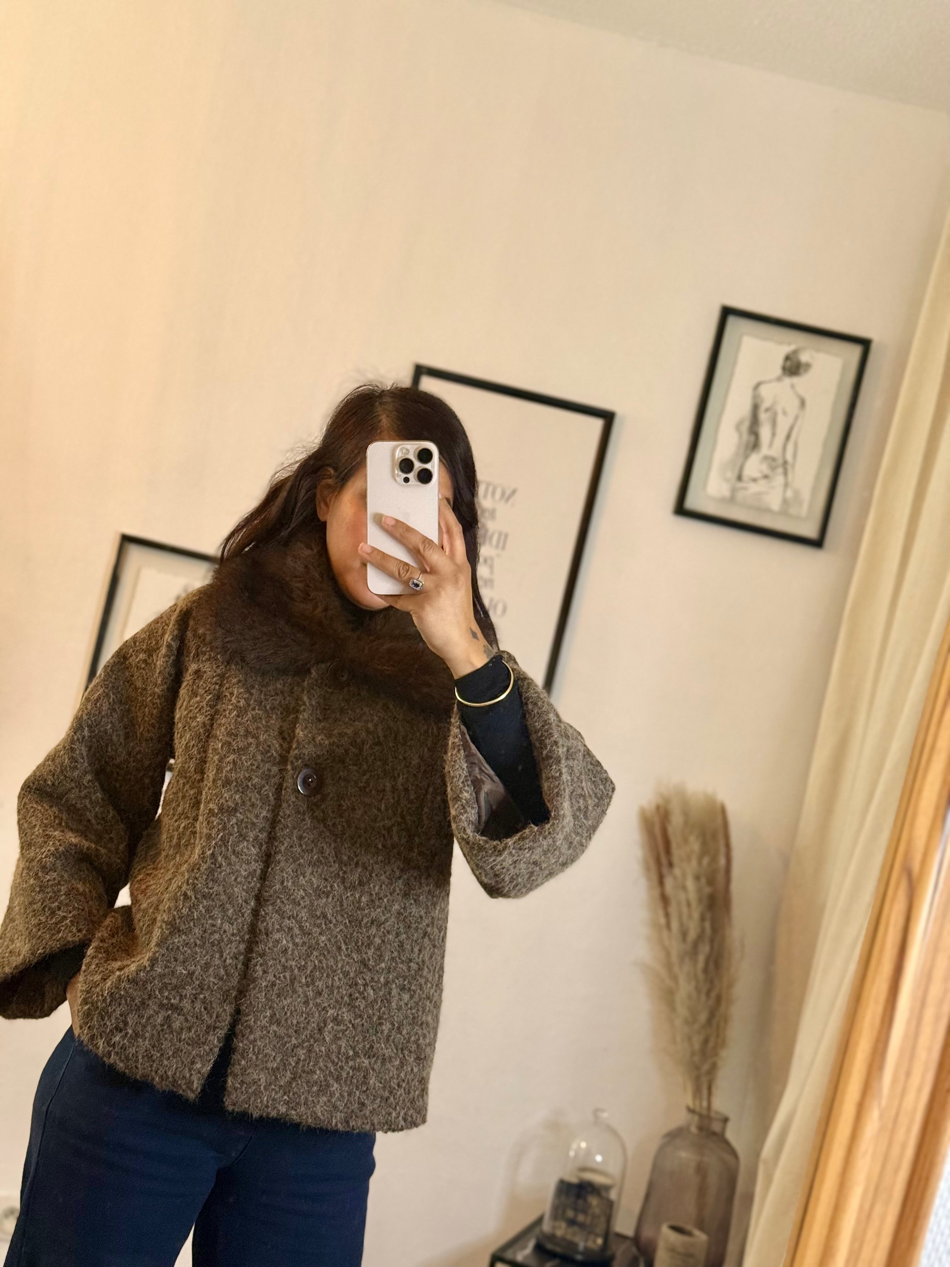 Veste courte col effet fourrure