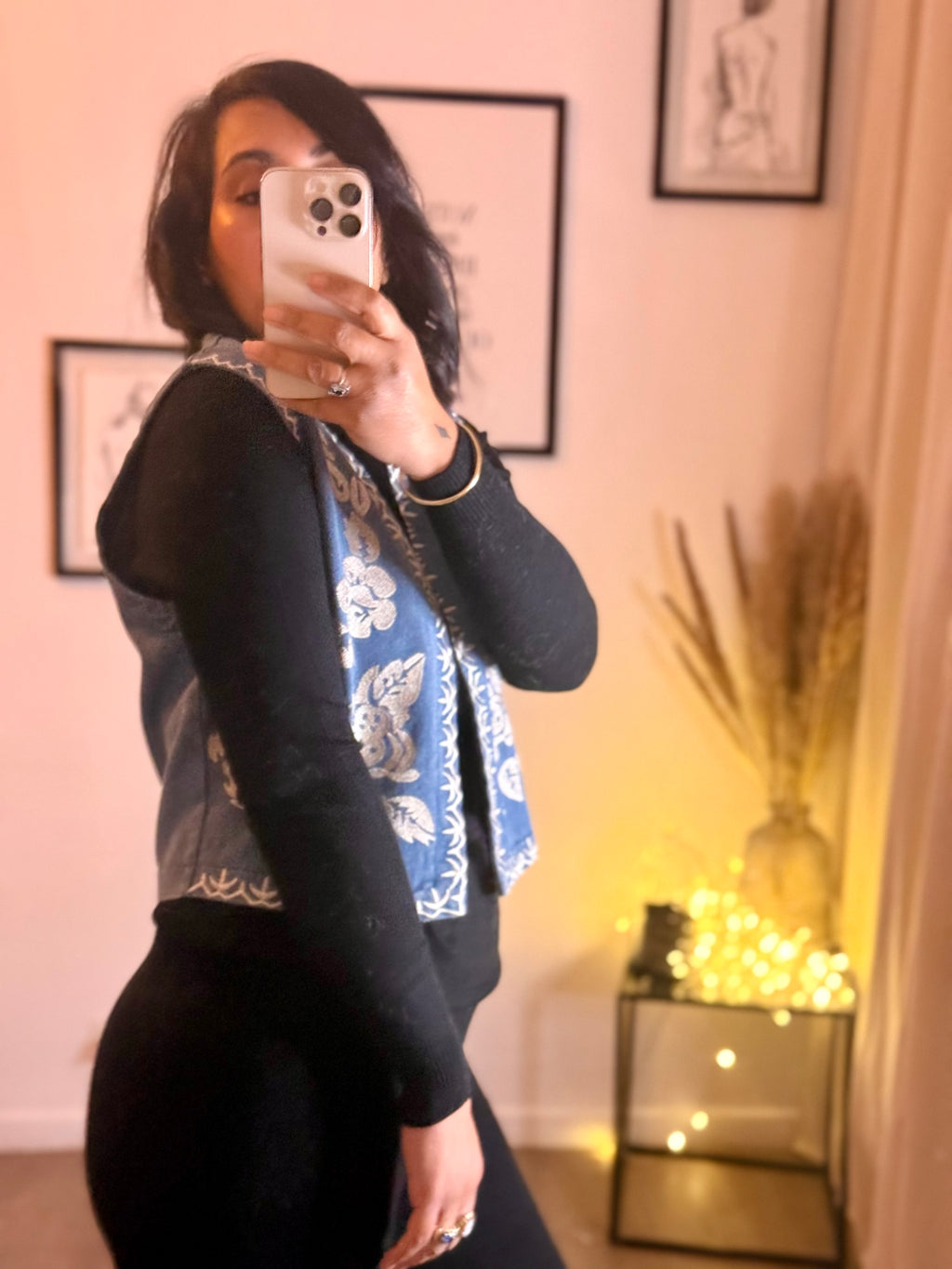 Gilet sans manches en denim brodé