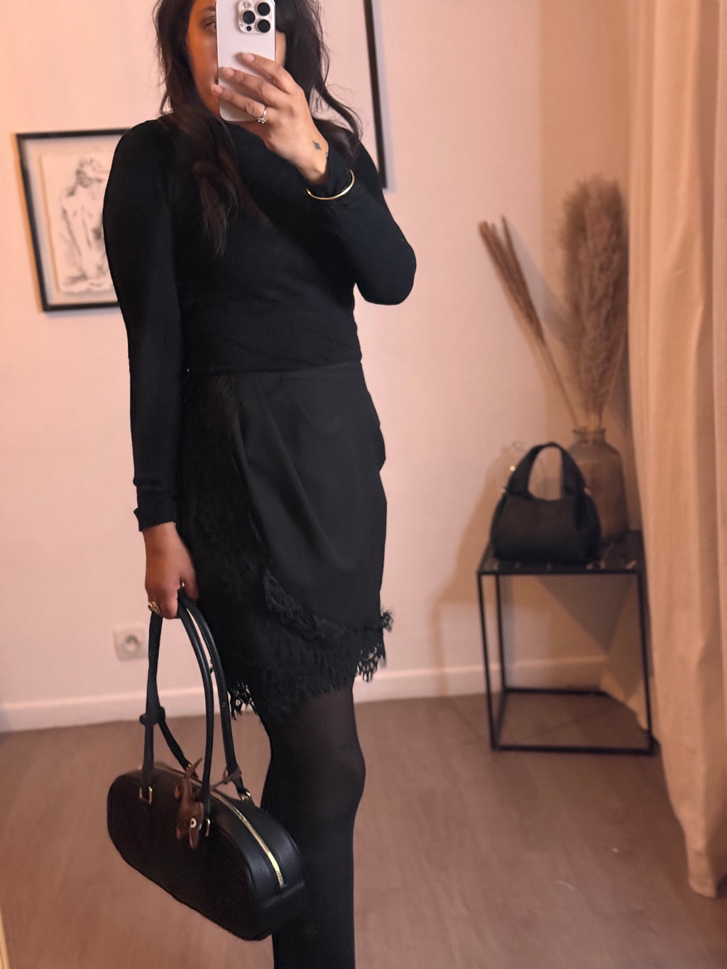 Jupe drapée dentelle