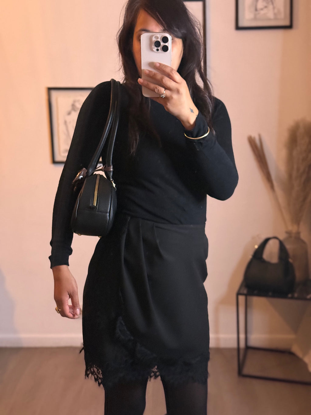 Jupe drapée dentelle