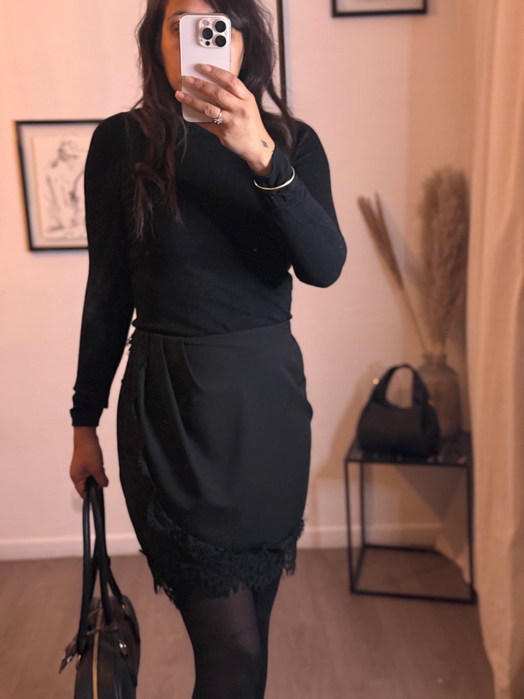 Jupe drapée dentelle