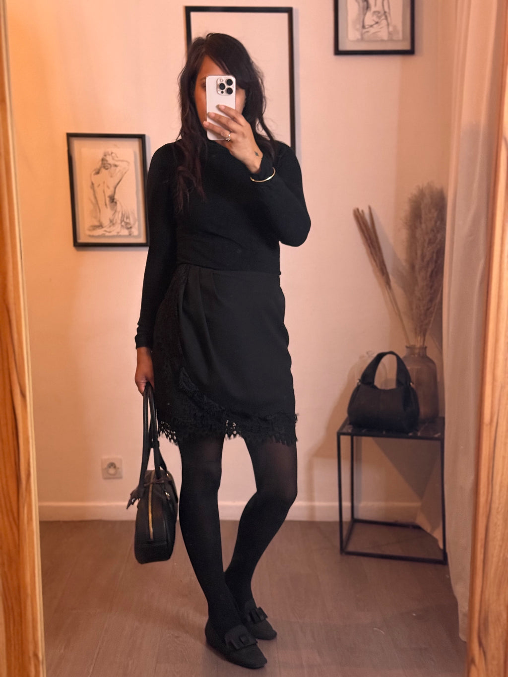 Jupe drapée dentelle