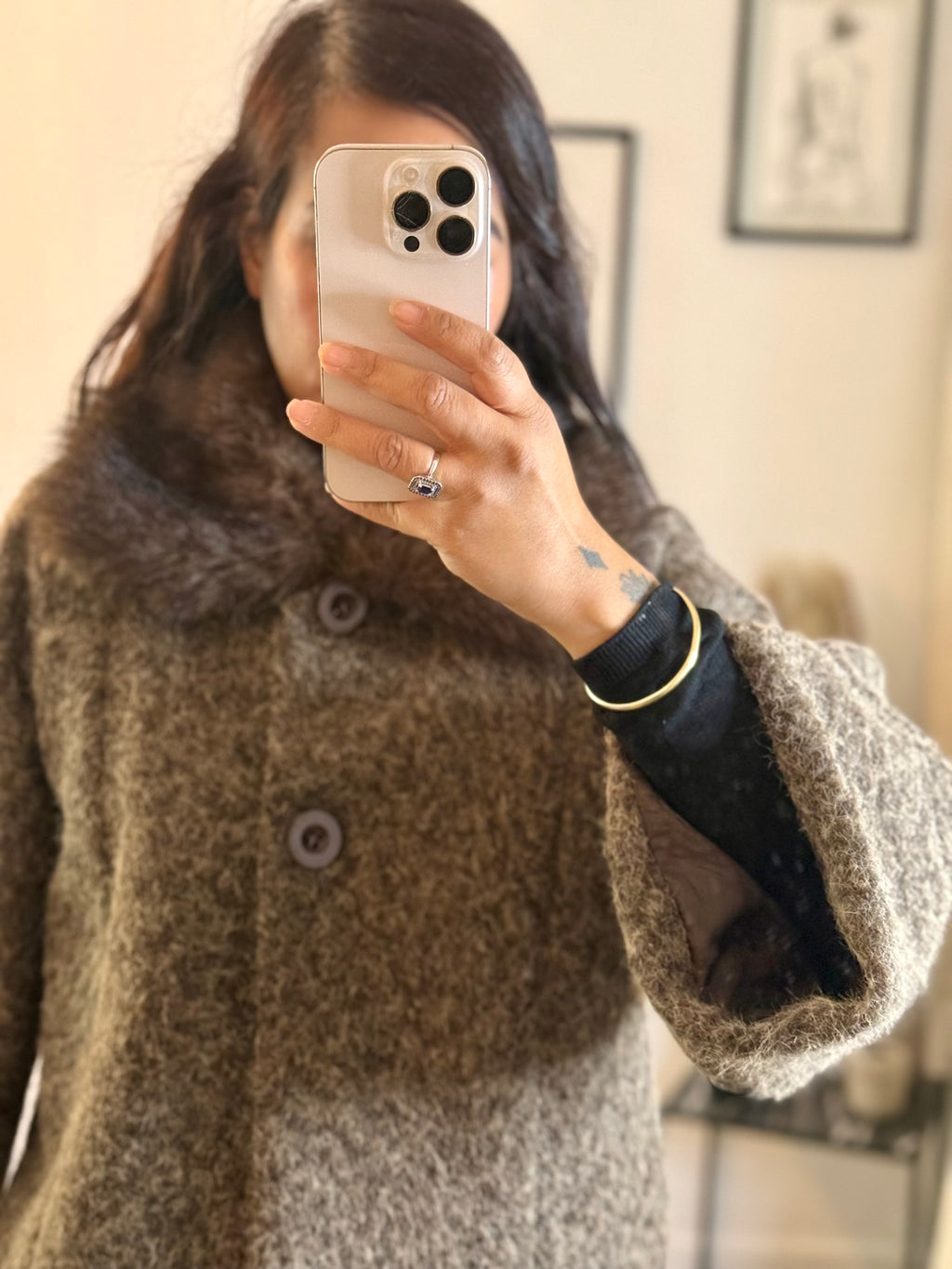 Veste courte col effet fourrure