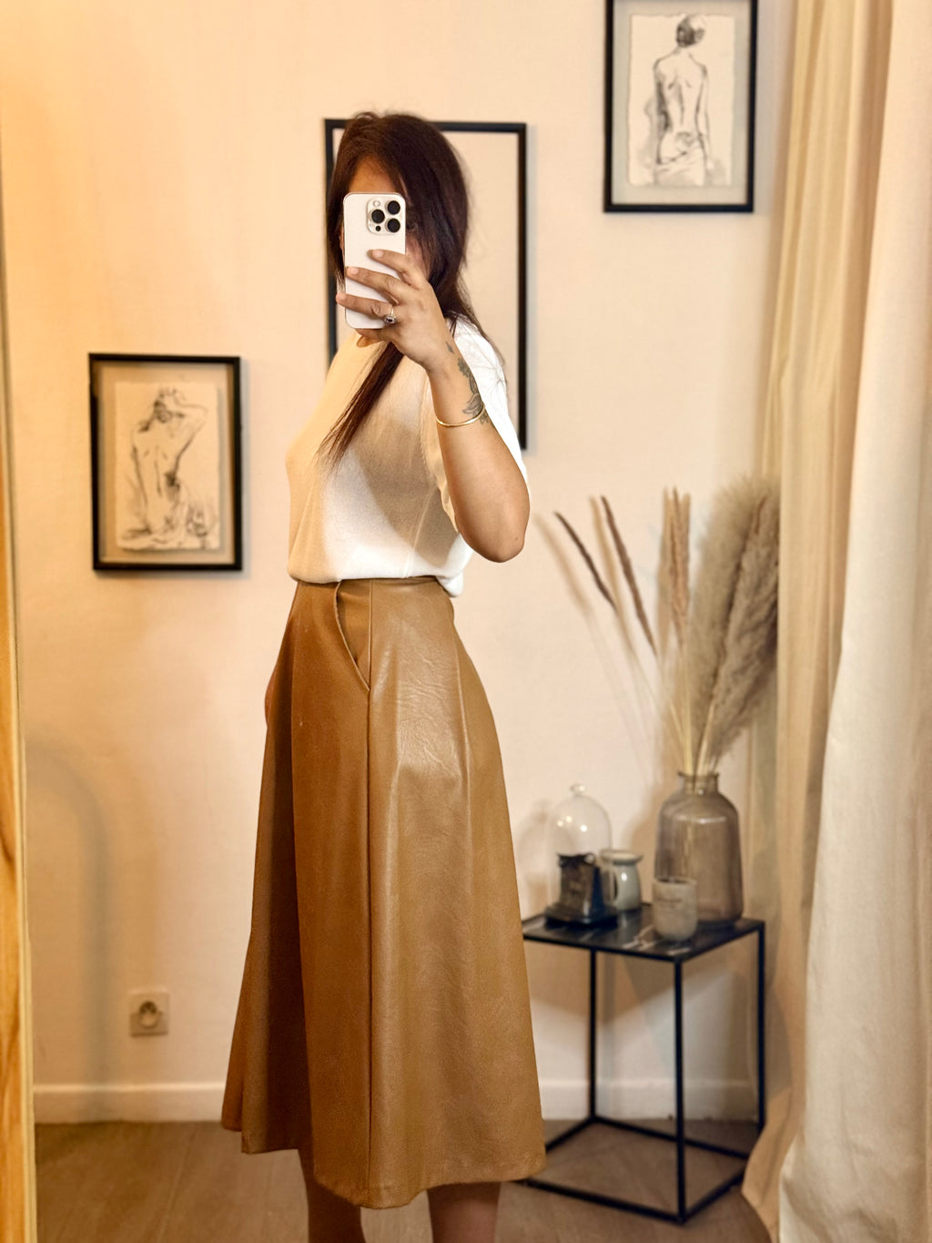 Jupe longue en similicuir