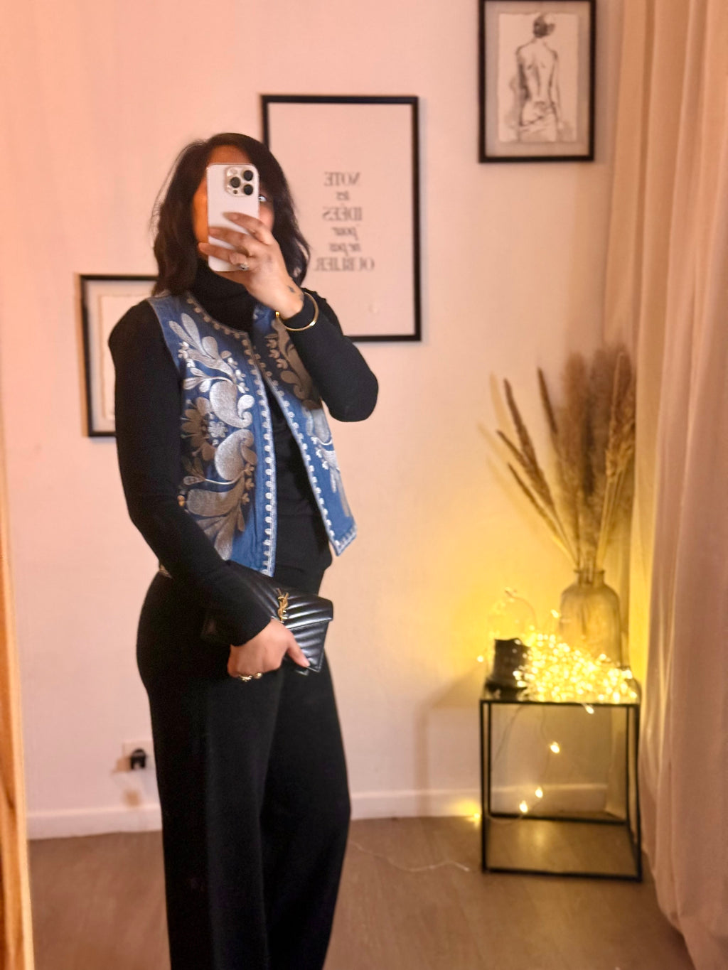 Gilet sans manches en denim brodé