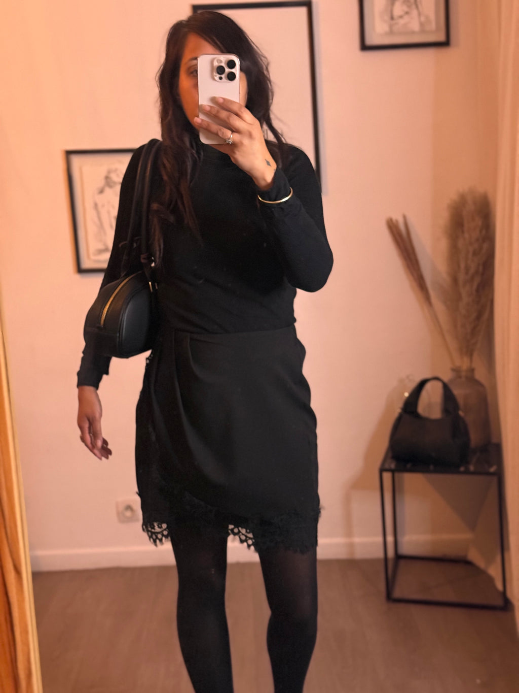 Jupe drapée dentelle