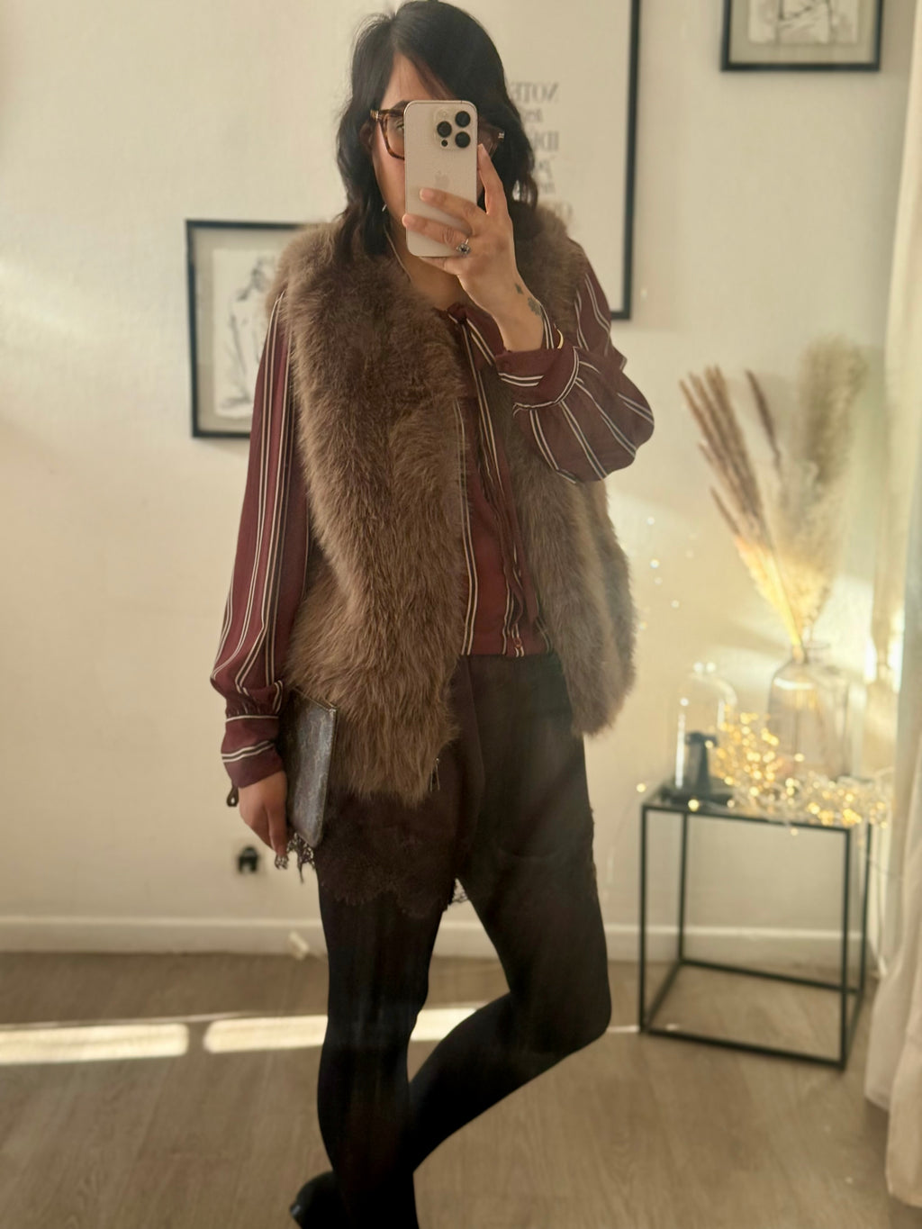 Gilet sans manches en fausse fourrure