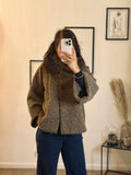 Veste courte col effet fourrure