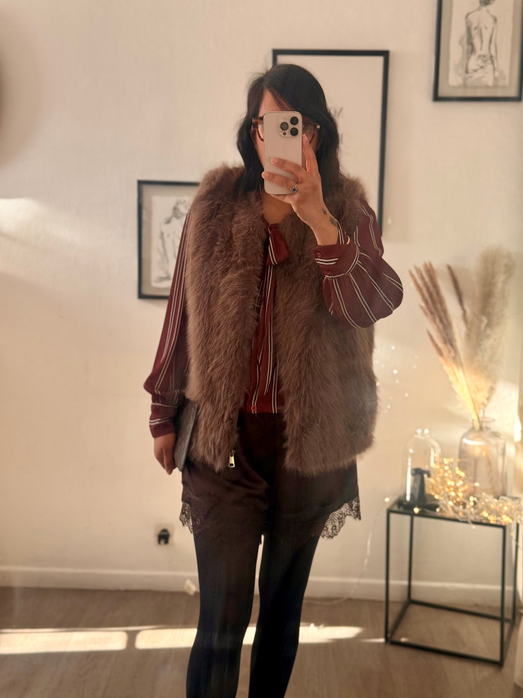 Gilet sans manches en fausse fourrure