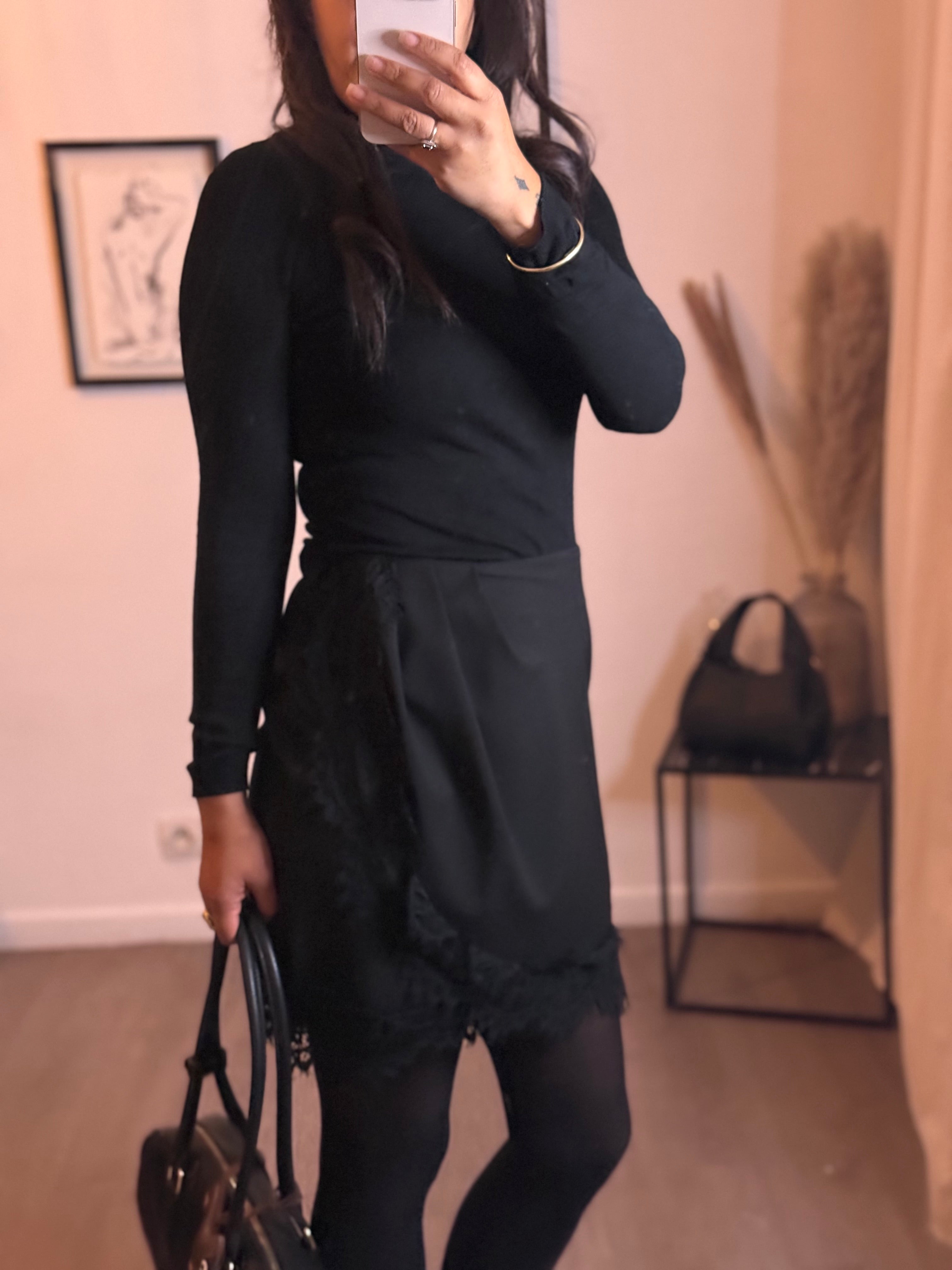 Jupe drapée dentelle